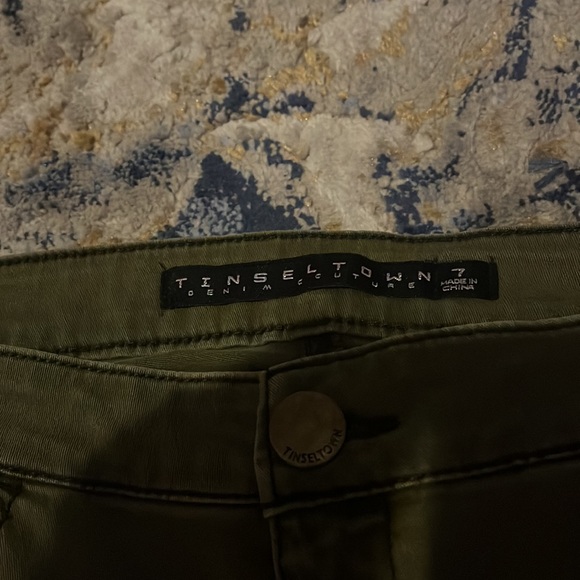 Tinseltown Green Moto Skinny Jeans - Picture 2 of 5